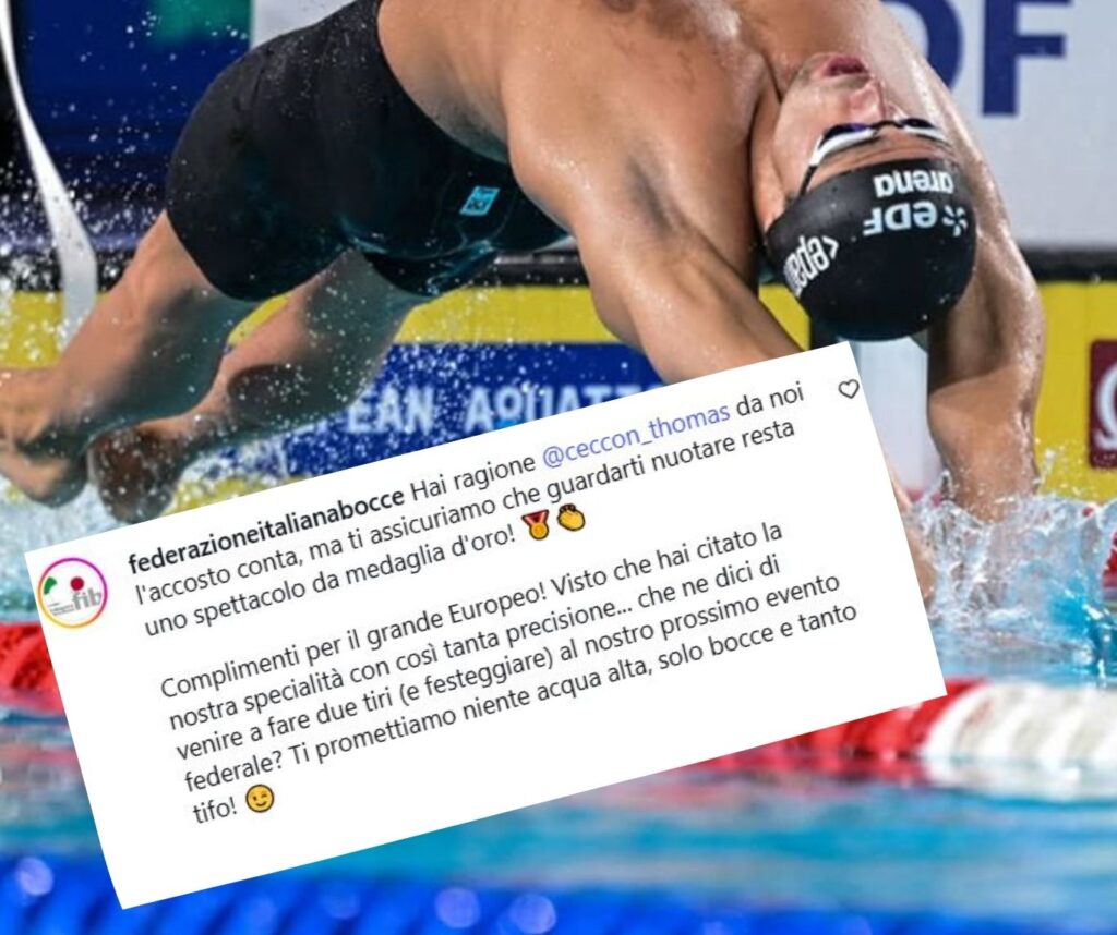 Andarci vicino conta solo a bocce? La Federazione invita Thomas Ceccon a giocare La risposta della Federazione Bocce a Ceccon