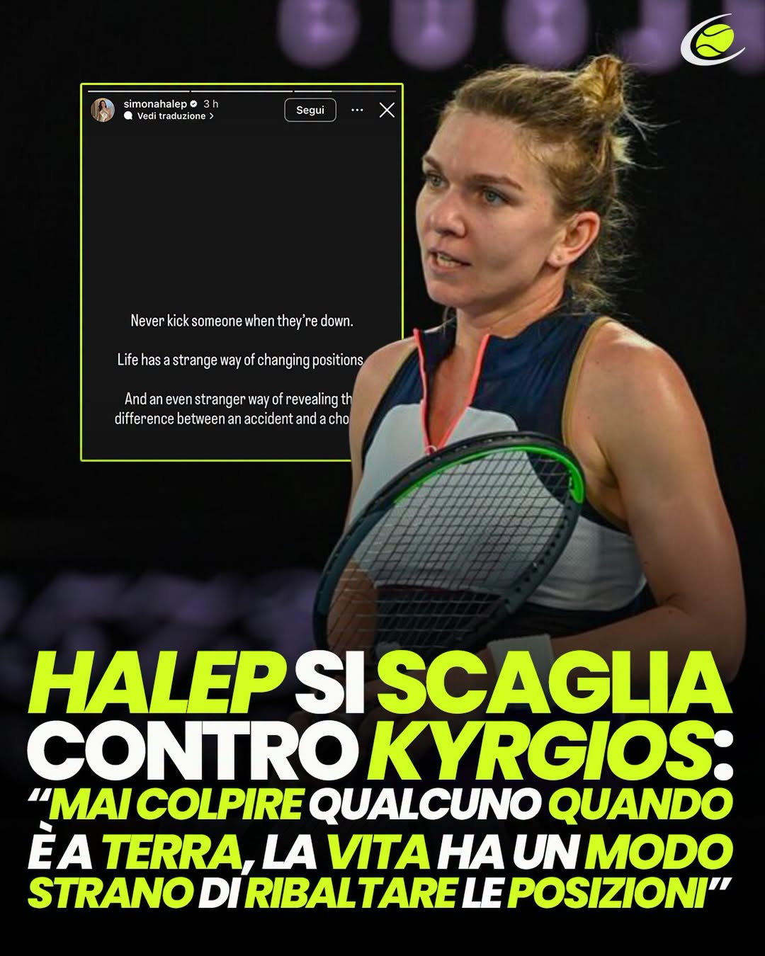 Simona Halep sul caso Kyrgios