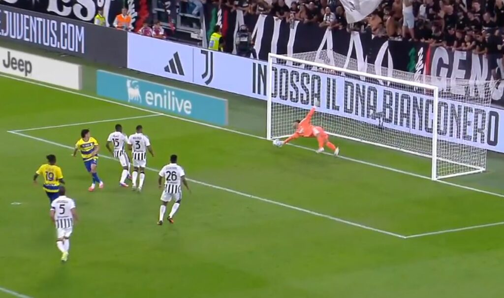 Vicario para tutto con la Juventus: la Serie A lo incorona sui social e punge Di Gregorio la parata di Vicario contro il Parma