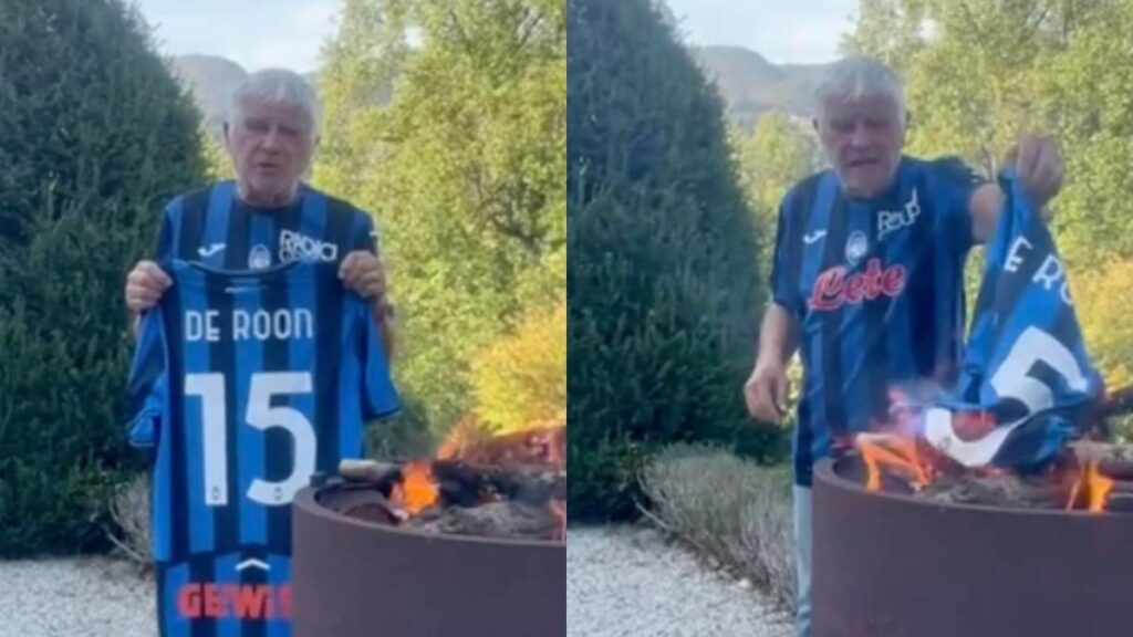 Il tifoso dell'Atalanta che brucia la maglia di De Roon